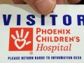 Visitor badge given to one of our volunteers for the Phoenix Children's Hospital event on 05/04/2018
